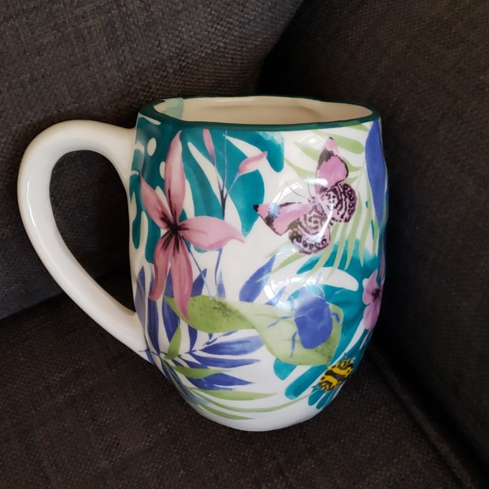 New Butterfly and Floral Print Coffee Mug